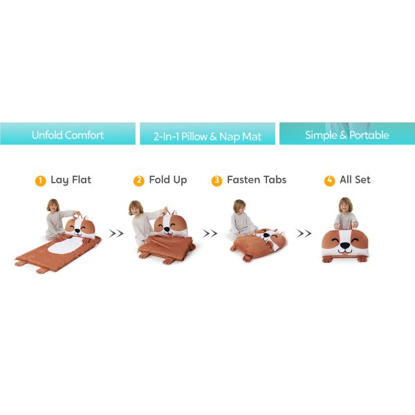 Brown Dog Toddler Nap Mat with Pillow & Blanket 60