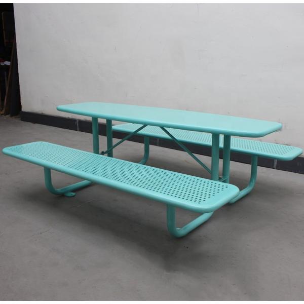 Small Waterproof Rustproof Outdoor Picnic Tables Perforated Steel Material For Kids