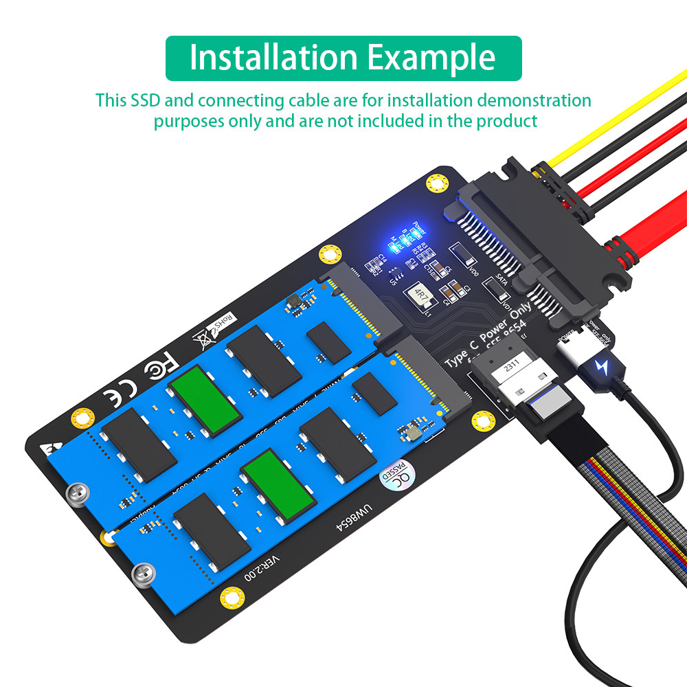 M.2 NGFF NVMe SSD SATA Bus SSD к SFF 8654 и карте адаптера SATA