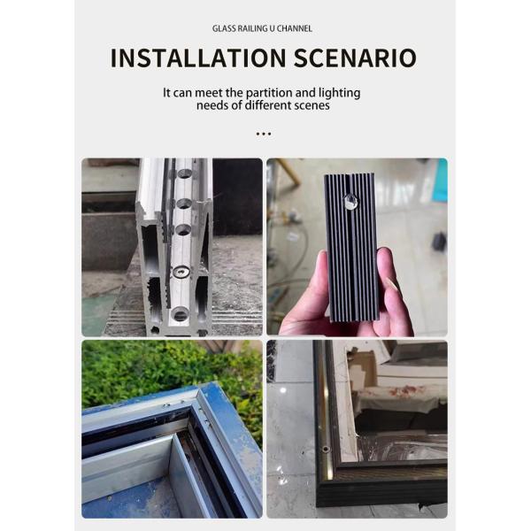Алюминиевый стеклянный забор защищенный канал идеально подходит для 10-17 мм стекла и внутреннего или наружного
