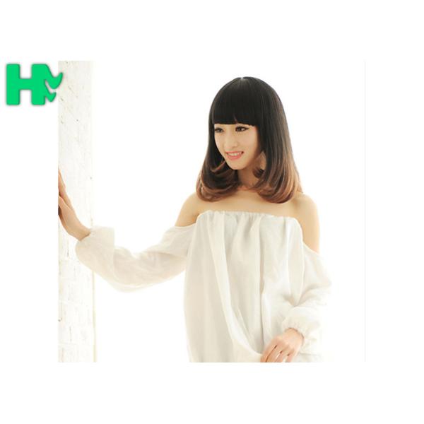 Natural Straight Heat Resistant Fiber Wigs Lace Front With Dark Brown