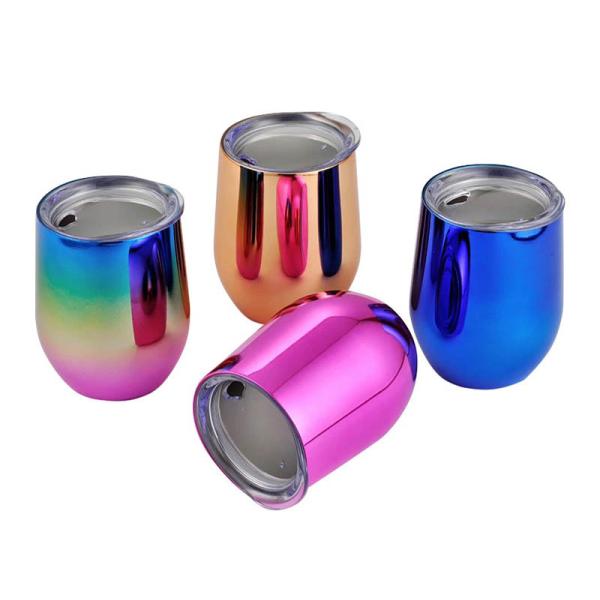 Double Layer Big Belly Stainless Steel Water Cup , 12oz Egg Shell Cup Heat Preservation