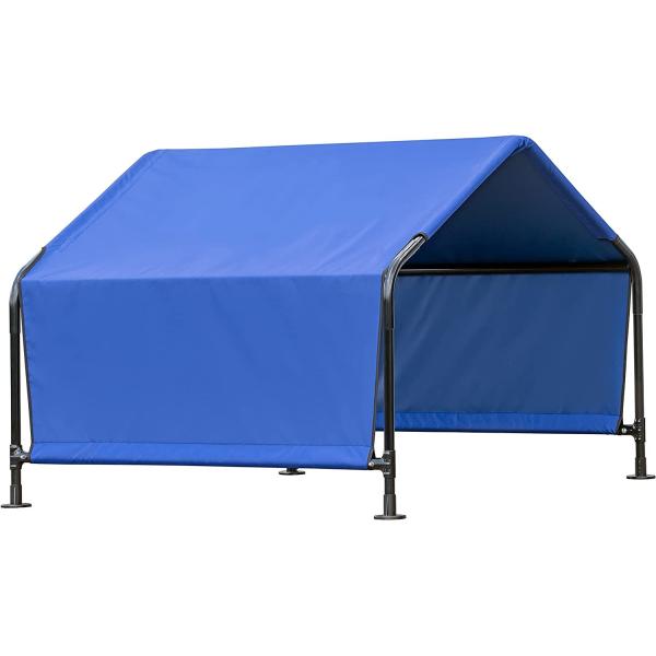 Compact and Portable Dog Shelter  4' x 4' x 3' Galvanized Steel Pet Shed in Blue Color