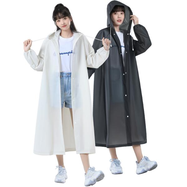 Portable Raincoat Fashionable Long Poncho for Travel Conventional Size and Solid Color