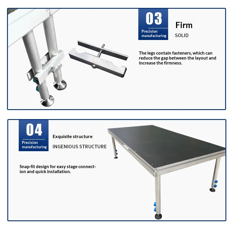 Square Aluminum Alloy Mobile Stage Shelf with Adjustable Height 40-100cm for Quick Installation