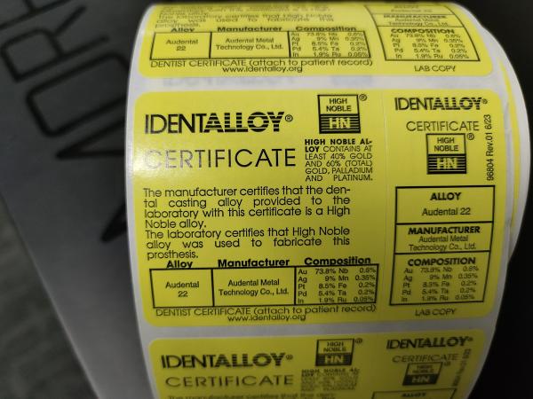 Audental 22 Au73.8% Yellow Dental Ceramic Alloy High Noble Alloys Dentistry