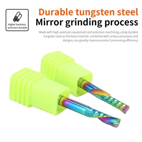 Yingba Hot Selling DLC Left Spiral Single Flute Milling Cutter, Integral Solid Carbide CNC Woodworking Router Bit 6*22*50 For Acrylic PVC Electronic Craft Advertising Sign Making