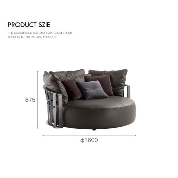 Detachable Custom Sofa Bed Italy Round Large Grey Black Cowhide Sofa Bed Furniture