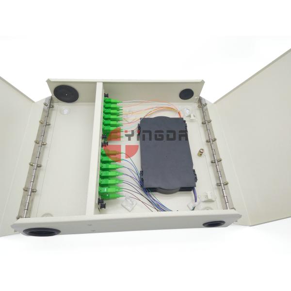 Wall Mounted 24 Cores Optical Distribution Box Completed SC Couplers Pigtails Cold Rolled Steel