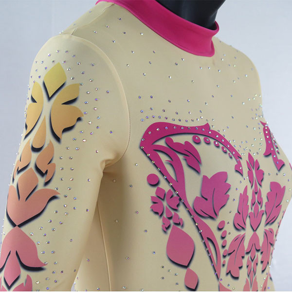 Звукомерное крутое печатание сублимации трико гимнастики с задней невидимой молнией