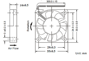 12000RPM 5V 35x35x10mm Direct Current Fan Motor Mini Size For Humidifier