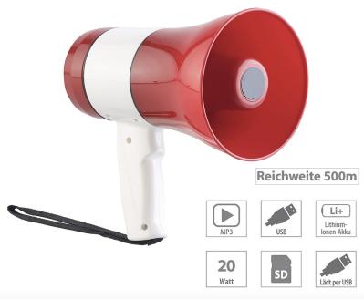 haut-parleur en plastique de Bluetooth de mégaphone de l'acclamation 1500mAh rechargeable avec des lumières clignotantes