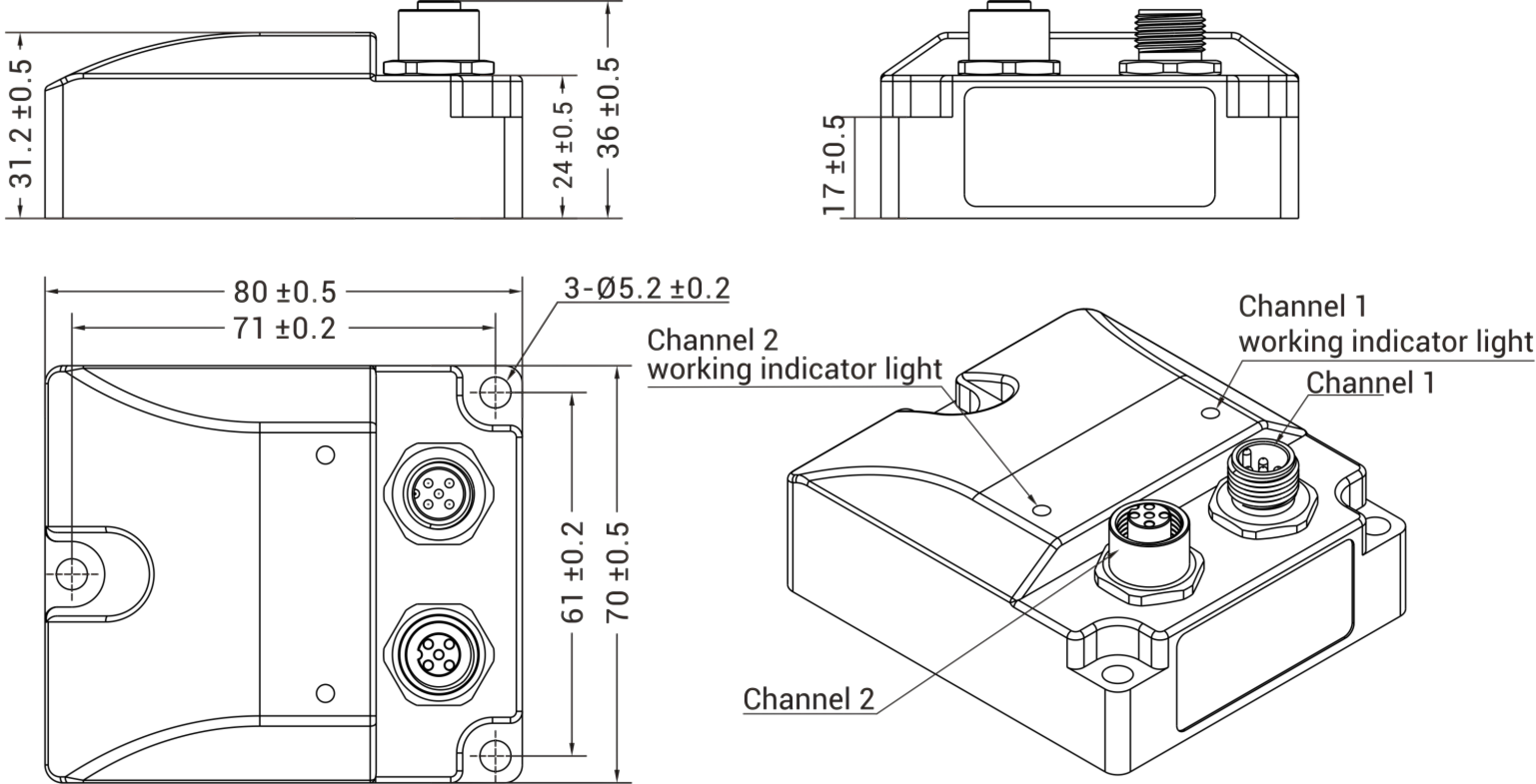 RTS Dual Channel Dual Redundant Single Axis Tilt Sensor For Rail Transit
