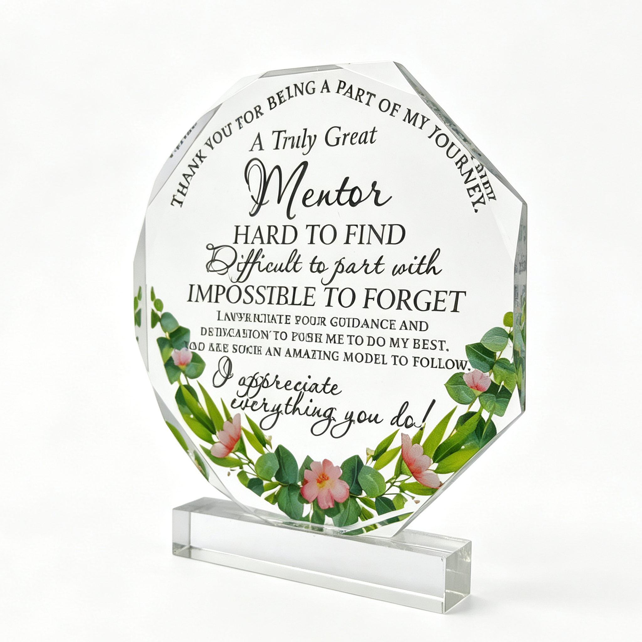 UV Printing Clear Acrylic Plaque Stand Gift Corporate Desktop Souvenir Standee