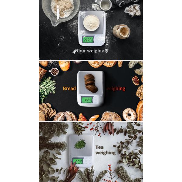 Báscula digital de alimentos de acero inoxidable con precisión de 1G para granos de café, panadería y té. Fácil mantenimiento. Pesaje culinario. Soporte OEM personalizado.