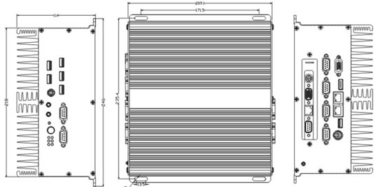 MIS-8706 All Aluminium Fanless Embedded Box IPC Board Mounted I7 3520M CPU Dual Network 6 Series 6 USB 1 PCI Extension
