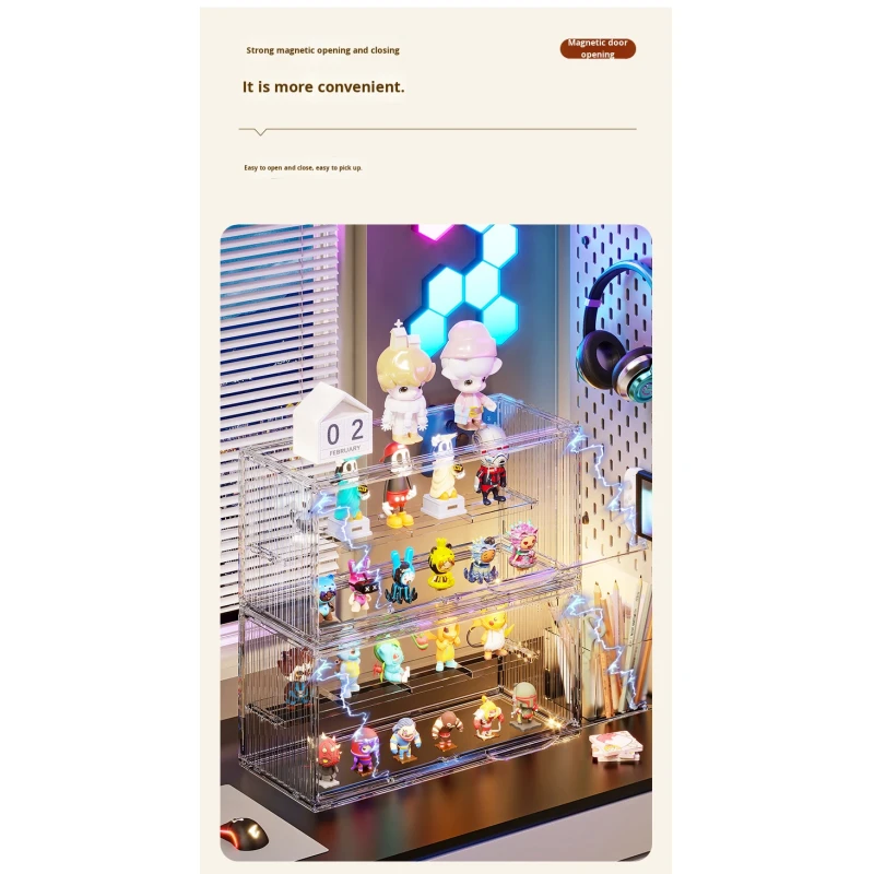 Modern Clear Acrylic Like Toy Display Box Multi-Layer Organizer for Figurines Collectibles Dust-Proof