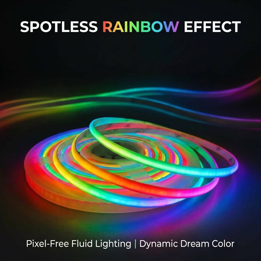 COB RGBIC Dream Color LED Strip 200LEDs/m 5V WS2812 Addressable 5mm Slim IP44 Neon Flexible Tape