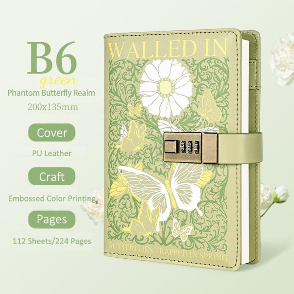 Vintage Flower Language Locking Notebook B6 Combination Lock Journal