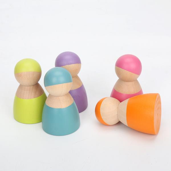 Blocs constitutifs en bois Toy Creative Educational d'arc-en-ciel de Brown 18cm