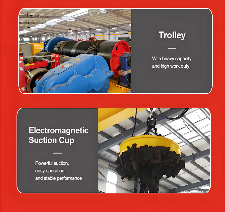 Double Girder Overhead Bridge Crane with QC Type Magnet and 1 Ton to 50 Ton Lifting Capacity and Variable Speed Control
