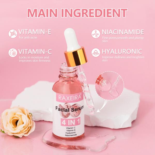 Natural Vitamin C E Serum With Niacinamide And Hyaluronic Acid / Organic Brightening Serum