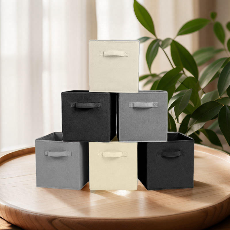 Factory Wholesale Square Foldable Non-Woven Fabric Storage Box Bins Space Saving Closet Storage for Clothing