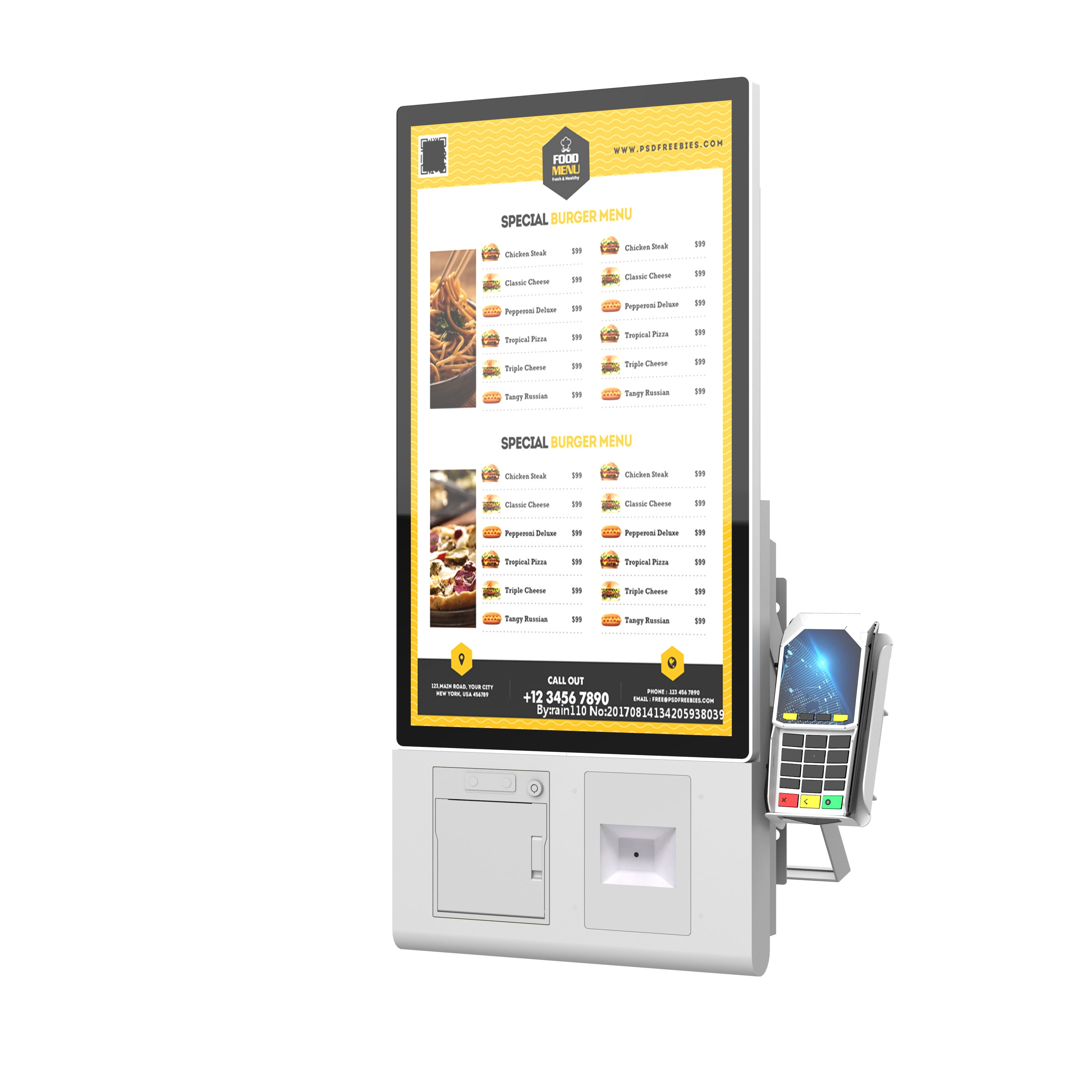 Touch Screen Self Ticketing Kiosk QR Code Scanner Card Reader Ticket Printing