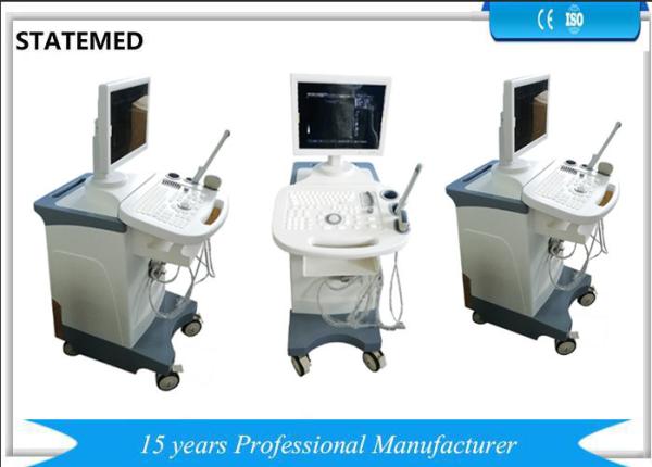 Black And White Mobile Trolley Ultrasound Scanner , Ultrasound Cart 15 Inch LED Displayer
