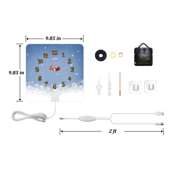 Square Clock 3dBi 150 Mile Range Hdtv Antenna Indoor Amplifier Hdtv Antenna