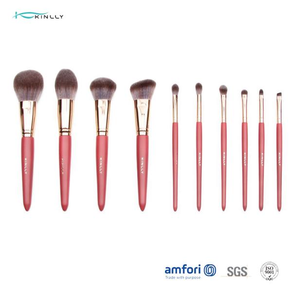 щетки макияжа ручки синтетических волос 10pcs деревянные