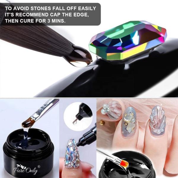 Building Nail Gel  4 in 1 Multi-Function Gel Base and Top Coat Super Shiny No Wipe Decoration Rhinestones Glue Gel