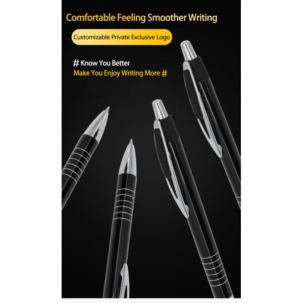 Press Type Aluminum Barrel Ball Pen Business Office Metal Retractable Ballpoint Pen