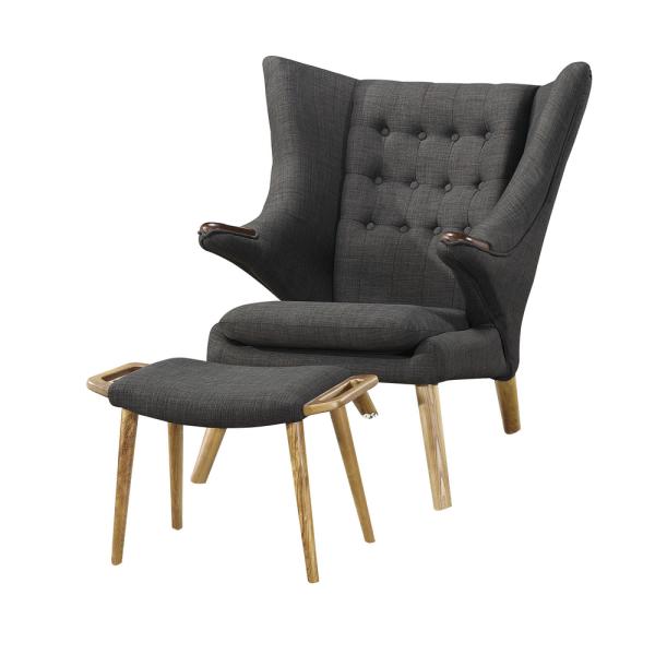 Nordic Style Fashion Wooden Lounge Leisure Chair Ottoman Upholstered Cushion