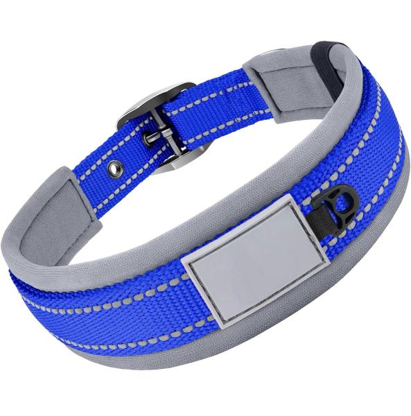 Adjustable Nylon Neoprene Padded Dog Collars Reflective Soft Design Comfortable Durable