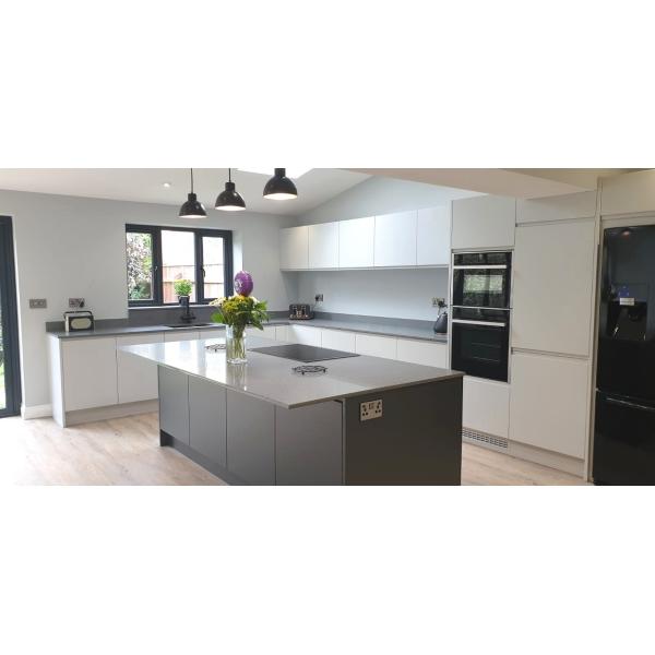 Melamine Finish Modern Modular Kitchen Cabinet L Shape Design