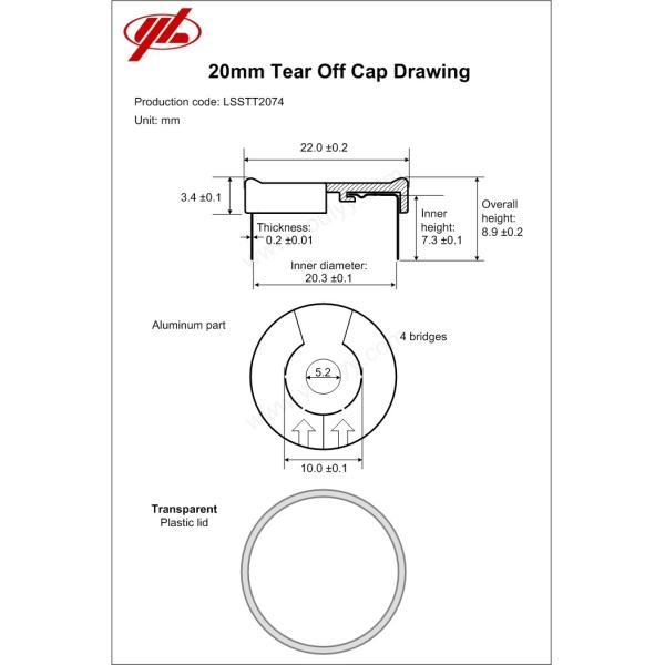 уплотнения пробирки 20мм прозрачные золотые алюминиевые, целебные алюминиевые уплотнения Кримп