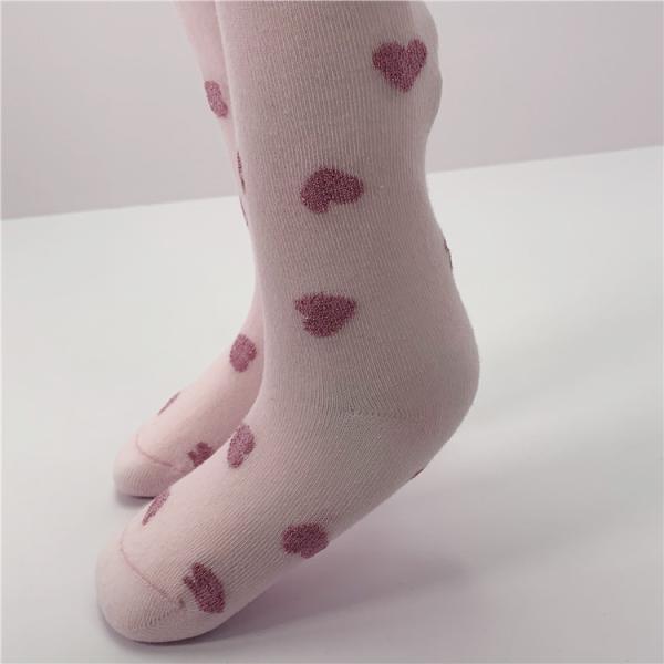 Comfortable Baby Girls Tights in Breathable Cotton with Pink Hearts