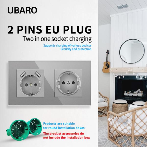 16A White Black Electrical Wall Socket Grey Usb Plug Socket For Round Installation Box