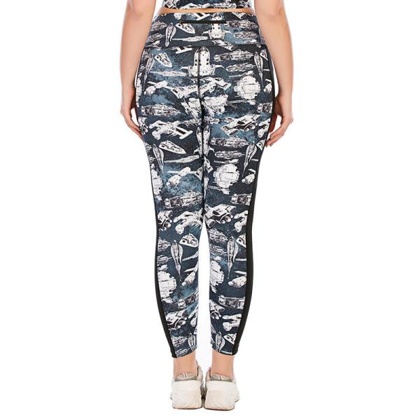 Oversized Patterned Yoga Pants Customized Hip Lifting Sports Leggings For Fat Lady