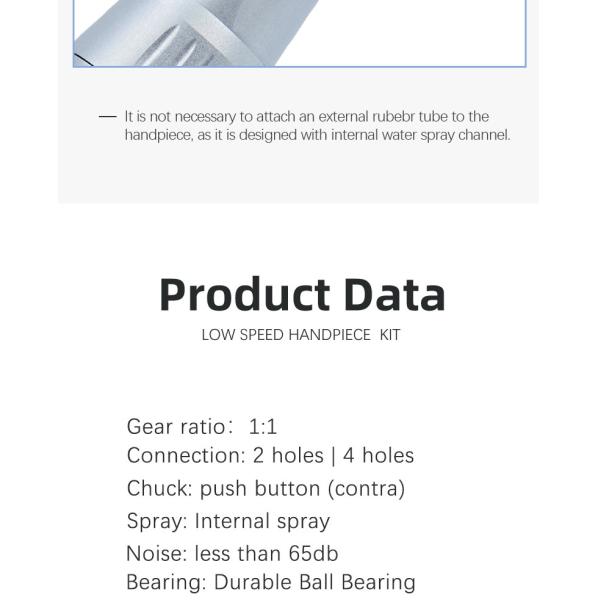 Portable Silver Dental Straight Handpiece , Multipurpose Contra Angle Hand Piece