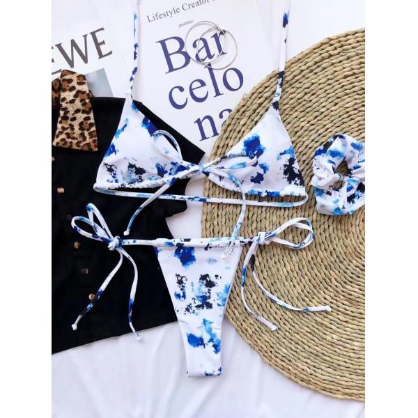 white Sexy Bathing Suits Bikini Thread Fabric 2 Piece Swim Suit Split Printed tie dye print new season summer sswimsuit