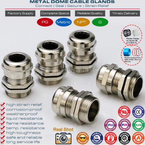 Metal (Brass, Copper) Watertight Straight Cable Glands IP69K/IP68 with PG & Metric Male Threads