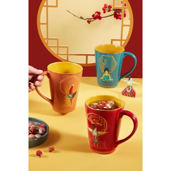 Керамическая большая емкость рельефная чашка для кофе и чая 3D принт для йоги в китайском стиле