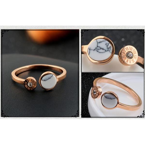 316L Steel 18k Real Gold Shell Opening Ring Jewelry Roman Number Diamond Finger Rings