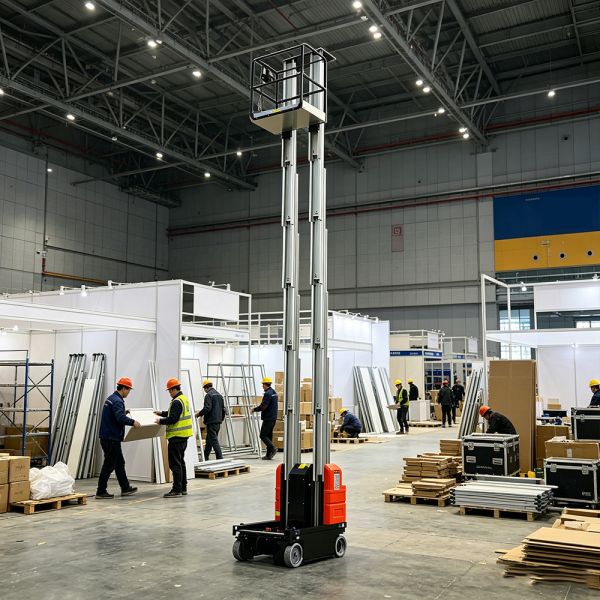 Self Propelled Motorized Portable Vertical Lift Small Double Mast Reinforced Aluminum