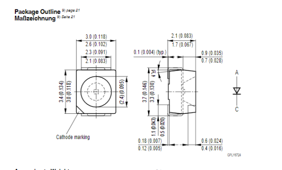 LBT67C-P2R1-35-Z Стандартные светодиоды SMD Синий 470nm 140mcd 10mA Светодиоды высокой мощности