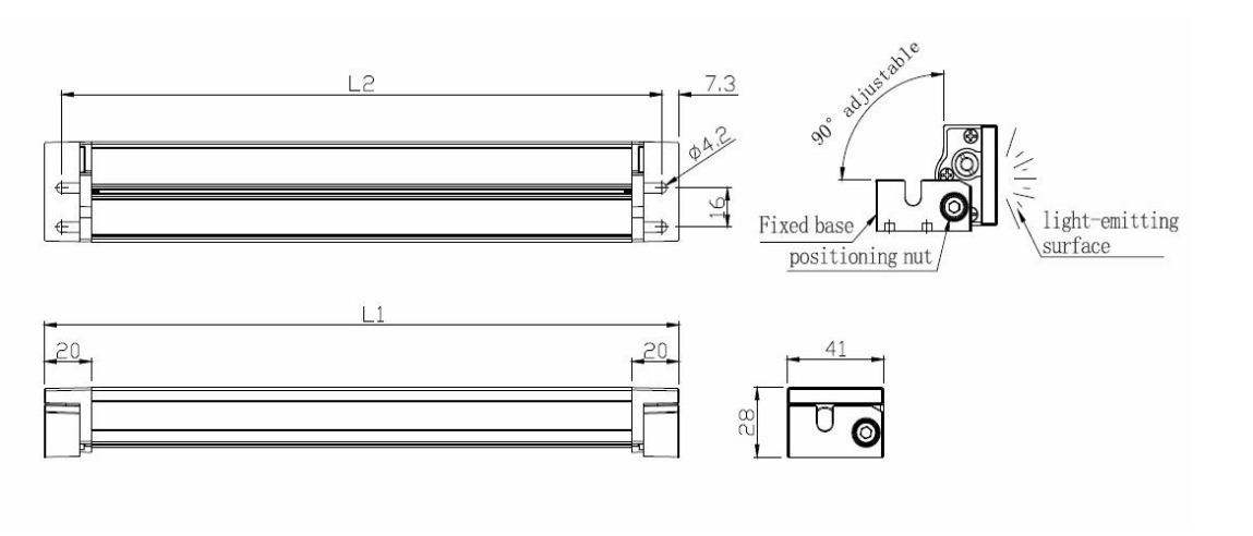 DC24V Aluminum LED Machine Work Light Waterproof CNC Machine Lighting For Lithium Battery Industry