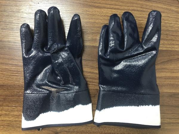 26CM Jersey Liner  Canvas Cuff Tear Resistant  Nitrile Gloves For Mining And Construction