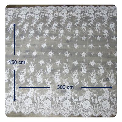 Eco - Friendly Dyeing Wedding Dress Chantilly Lace Fabric , Ivory Repeated Floral
